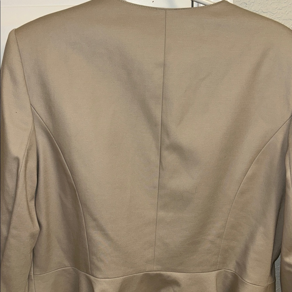 Calvin Klein Taupe gold Zip-Front Suit Jacket logo size 16 - Picture 8 of 8